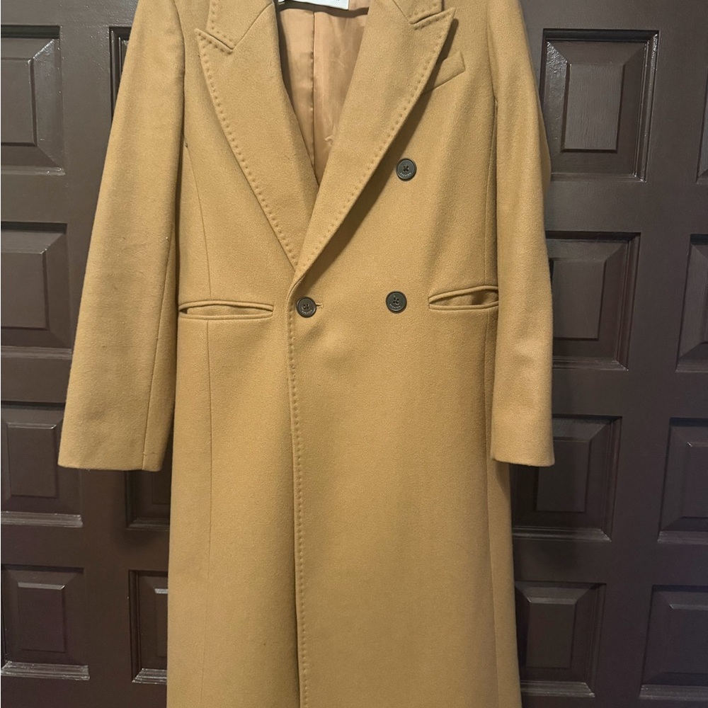 Babaton Double-Breasted Trench Coat in Camel